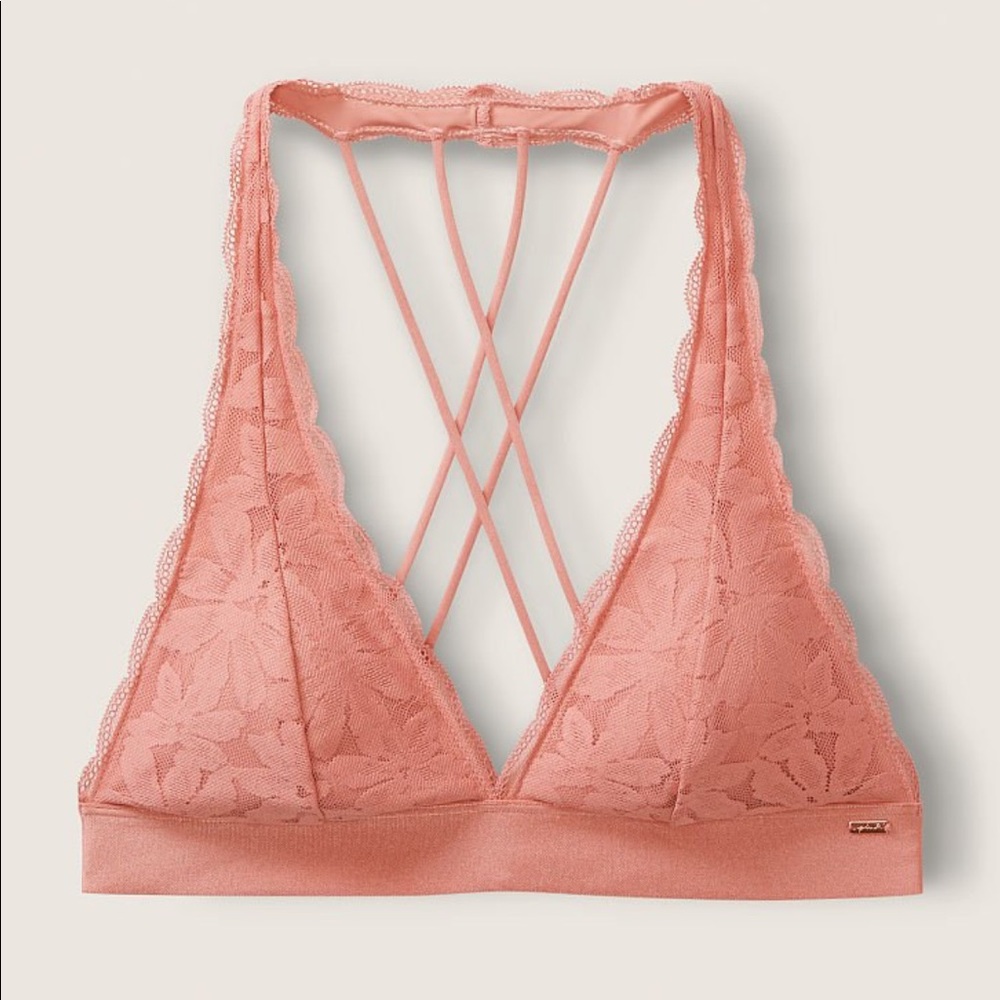VS Pink Lace Strappy Back Bralette